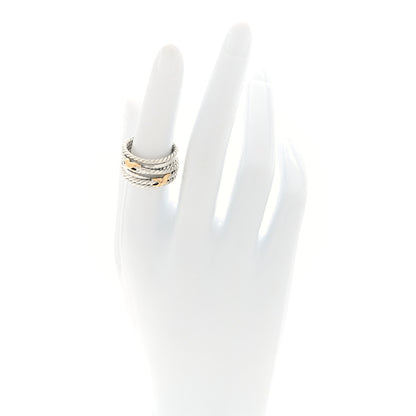 David Yurman Sterling Silver 18K Yellow Gold Double X Crossover Ring 54 6.75 2 of 4