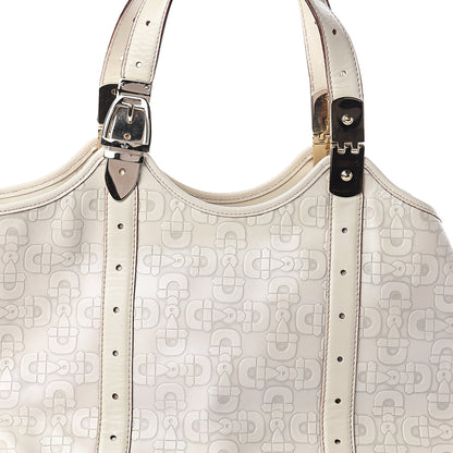 Gucci Calfskin Horsebit Embossed Large Glam Shoulder Bag White 6 of 8
