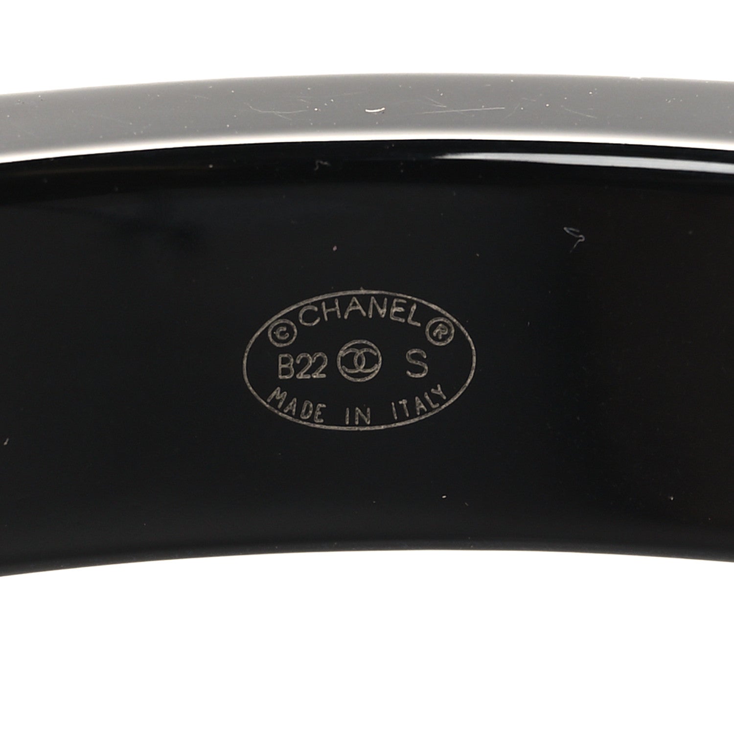 Chanel Resin Logo Bangle Bracelet Blue Black 4 of 4