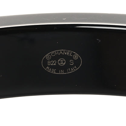 Chanel Resin Logo Bangle Bracelet Blue Black 4 of 4
