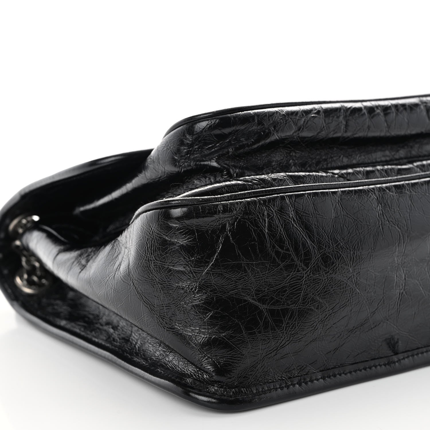 Saint Laurent Crinkled Calfskin Matelasse Monogram Medium Niki Chain Satchel Black 8 of 10