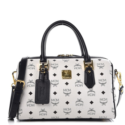 MCM Visetos Heritage Boston Satchel White 1 of 18