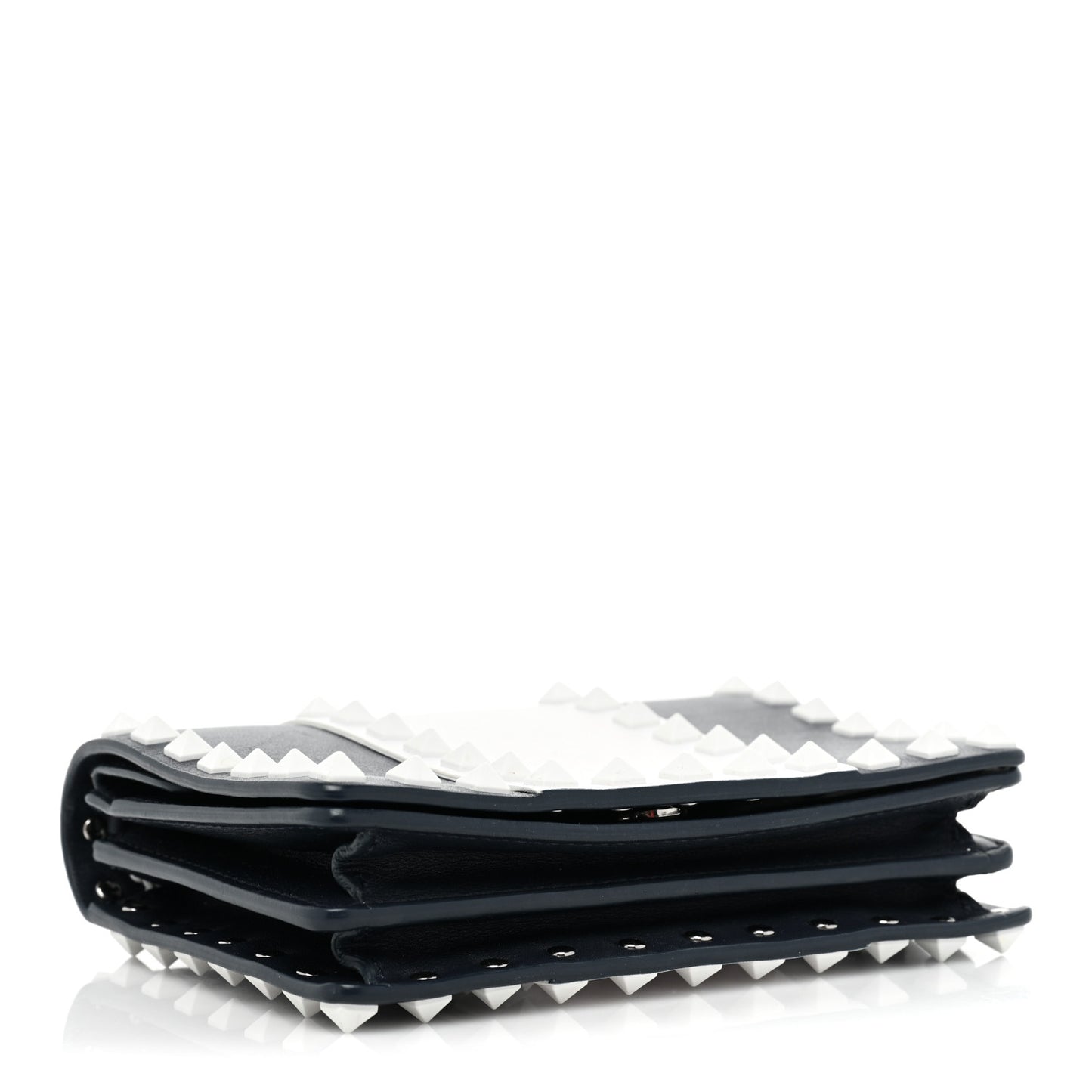 Vitello Colorblock Free Rockstud Wallet on Chain Marine Optic White