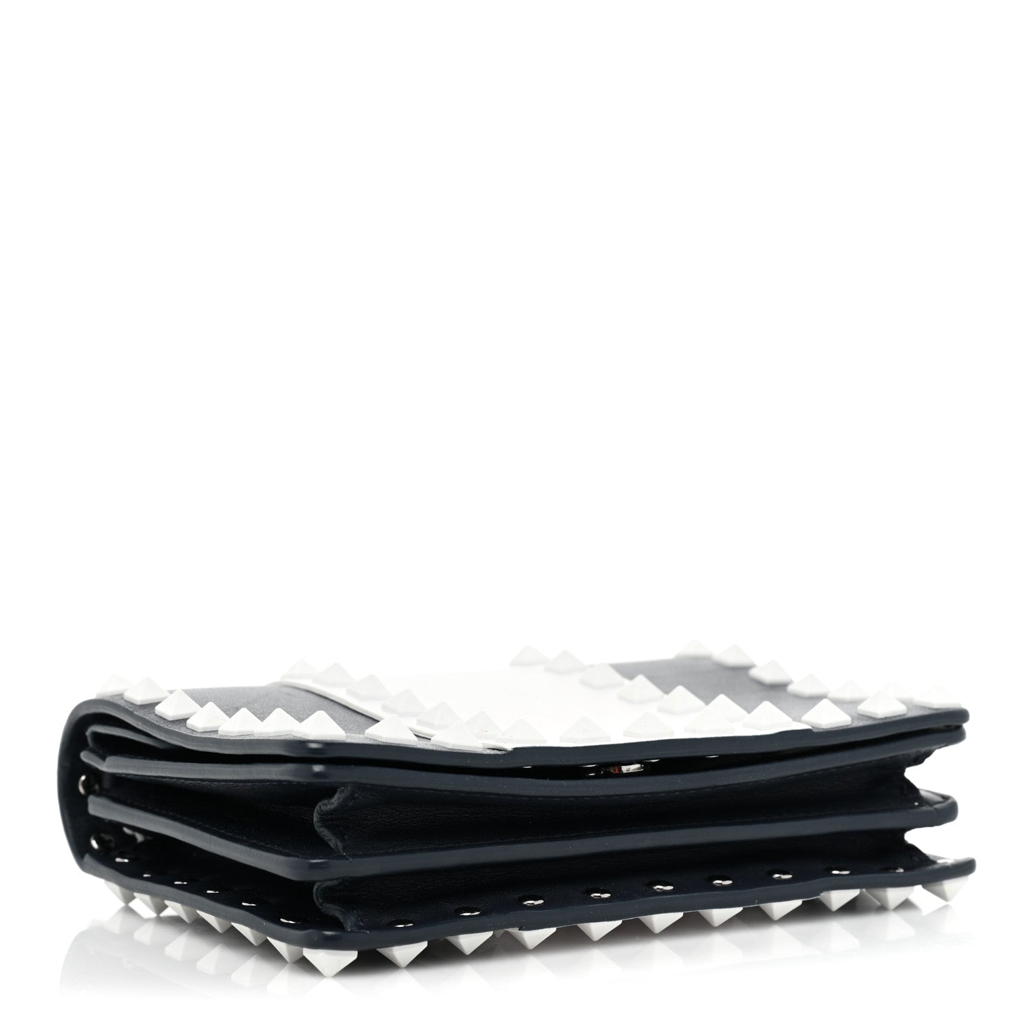 Valentino Garavani Vitello Colorblock Free Rockstud Wallet on Chain Marine Optic White 3 of 15