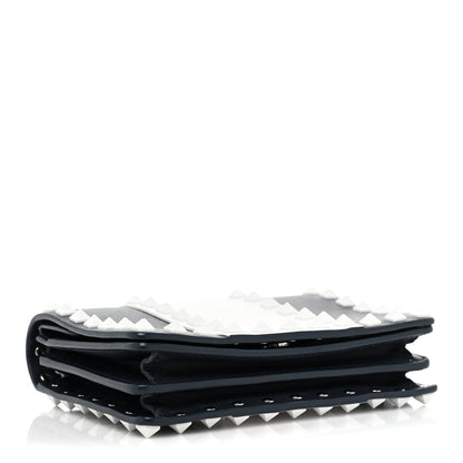 Valentino Garavani Vitello Colorblock Free Rockstud Wallet on Chain Marine Optic White 3 of 15