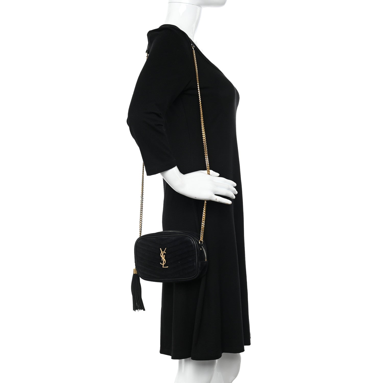 Saint Laurent Suede Matelasse Monogram Mini Lou Camera Bag Black 2 of 17