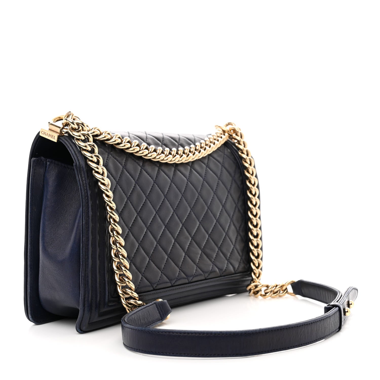 Chanel Lambskin Quilted New Medium Boy Flap Dark Blue 3 of 17