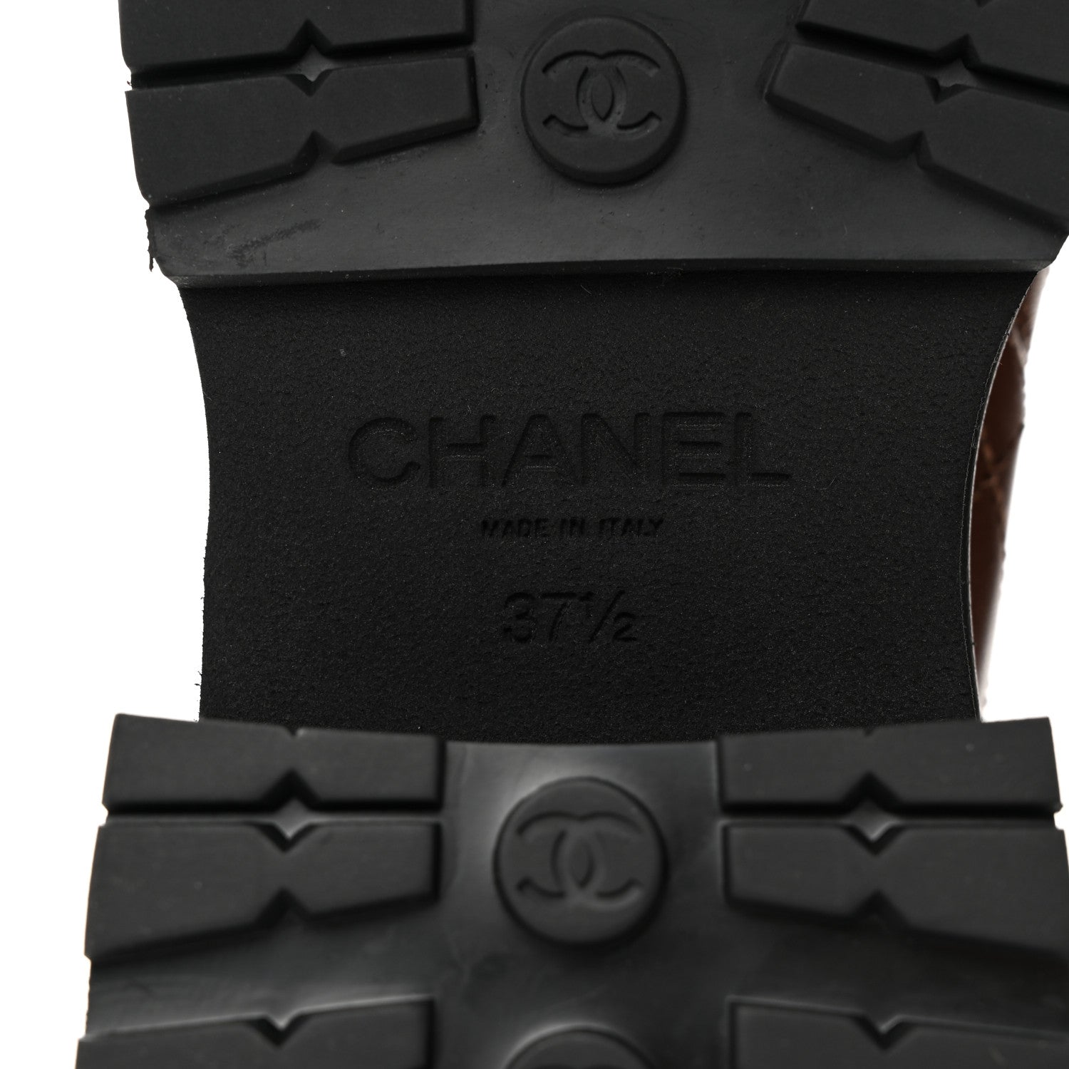 Chanel Calfskin Patent Cap Toe Quilted Short Boots 37.5 Brown Black 8 of 8