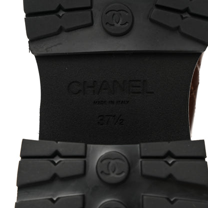 Chanel Calfskin Patent Cap Toe Quilted Short Boots 37.5 Brown Black 8 of 8