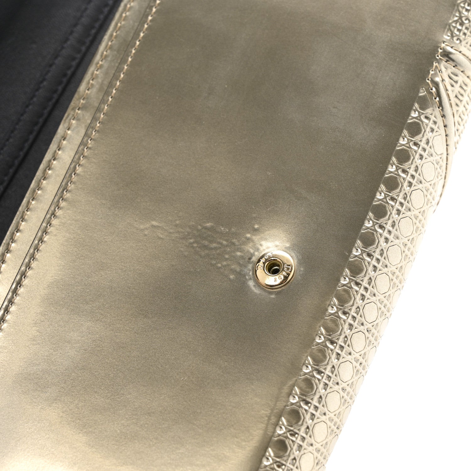 Christian Dior Metallic Patent Micro-Cannage Diorama Croisiere Chain Wallet Champagne 16 of 16