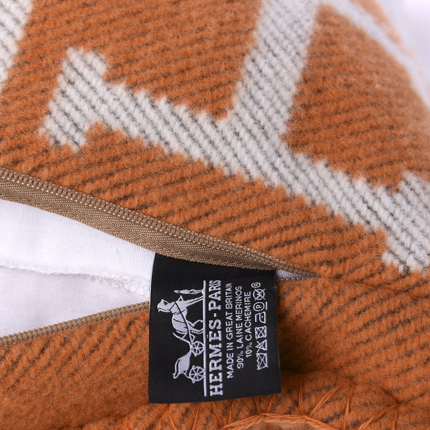 Hermes Wool Cashmere Avalon Pillow PM Ecru Potiron 3 of 3