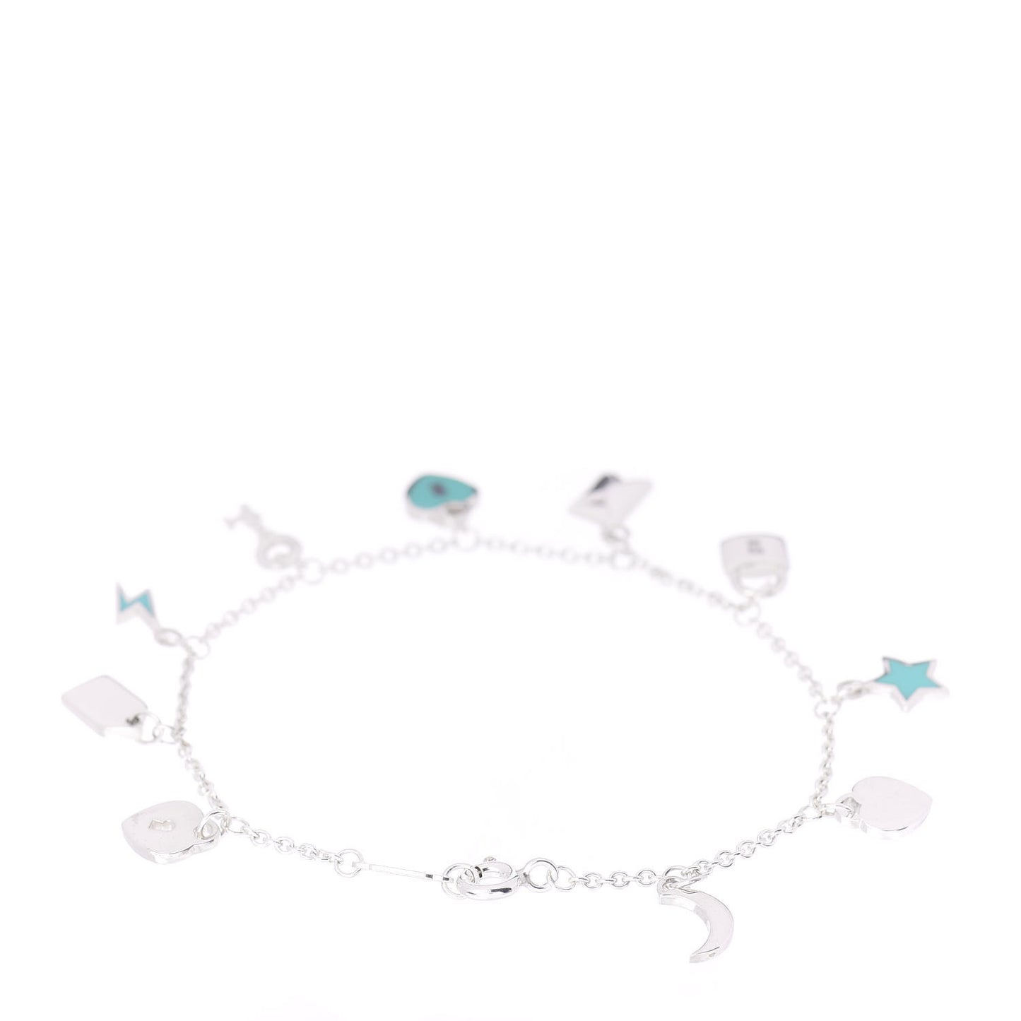 Sterling Silver Enamel Love Notes Charm Bracelet Blue