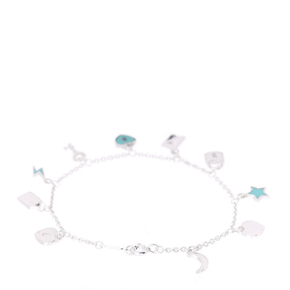 Tiffany Sterling Silver Enamel Love Notes Charm Bracelet Blue 3 of 4