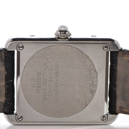 Cartier Stainless Steel Alligator 24mm Tank Solo Logo Quartz Watch 10 of 11
