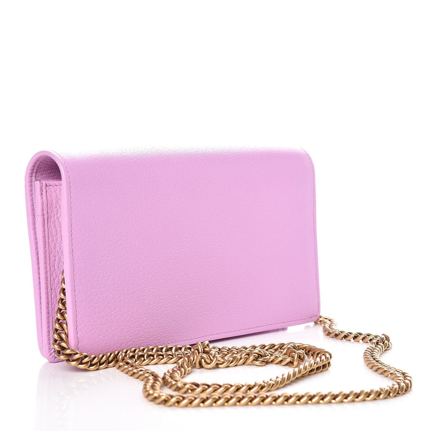 Calfskin Marquise Crystals Mini GG Chain Wallet Malva