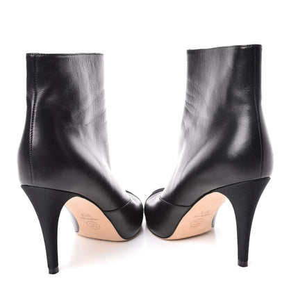 Chanel Lambskin Grosgrain Cap Toe CC Short Ankle Boots 37.5 Black 6 of 11