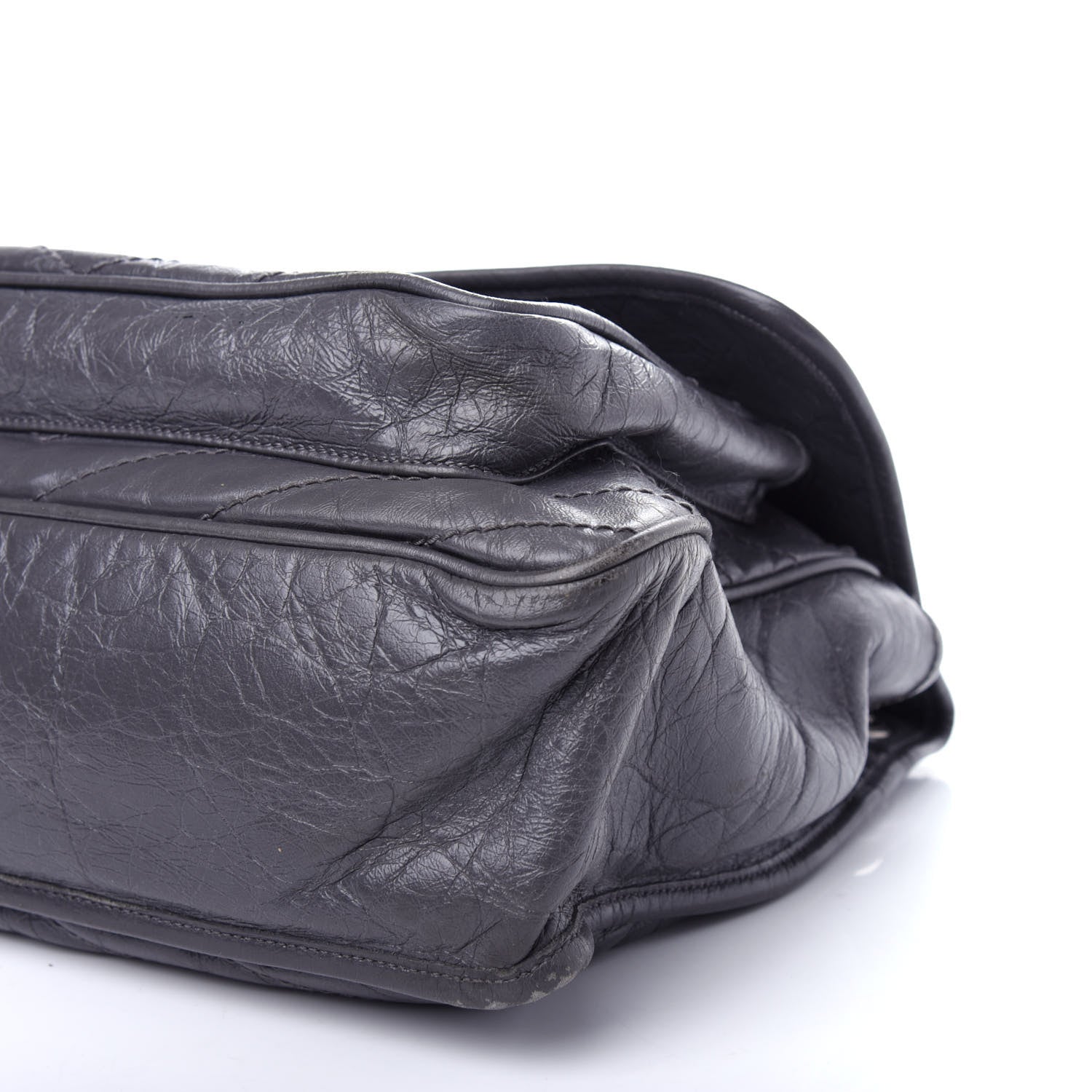 Saint Laurent Crinkled Calfskin Matelasse Monogram Large Niki Chain Satchel Storm 9 of 10