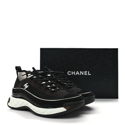 Chanel Velvet Calfskin Mixed Fibers CC Sneakers 39 Black 10 of 10