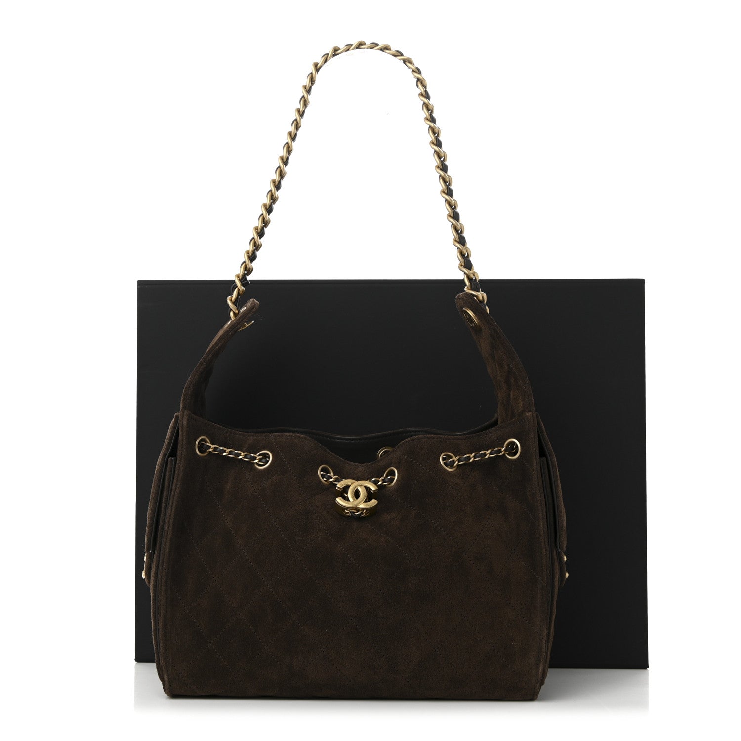 Chanel Suede Quilted Small Chanel 25 Handbag Dark Brown 11 of 11