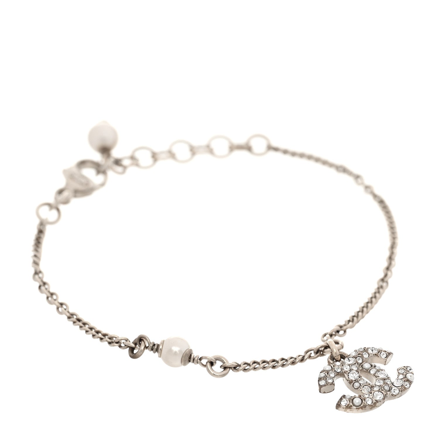 Chanel Pearl Crystal CC Bracelet Gold 1 of 6