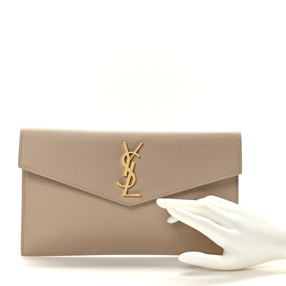 Saint Laurent Grain De Poudre Uptown Pouch Dark Beige 2 of 7