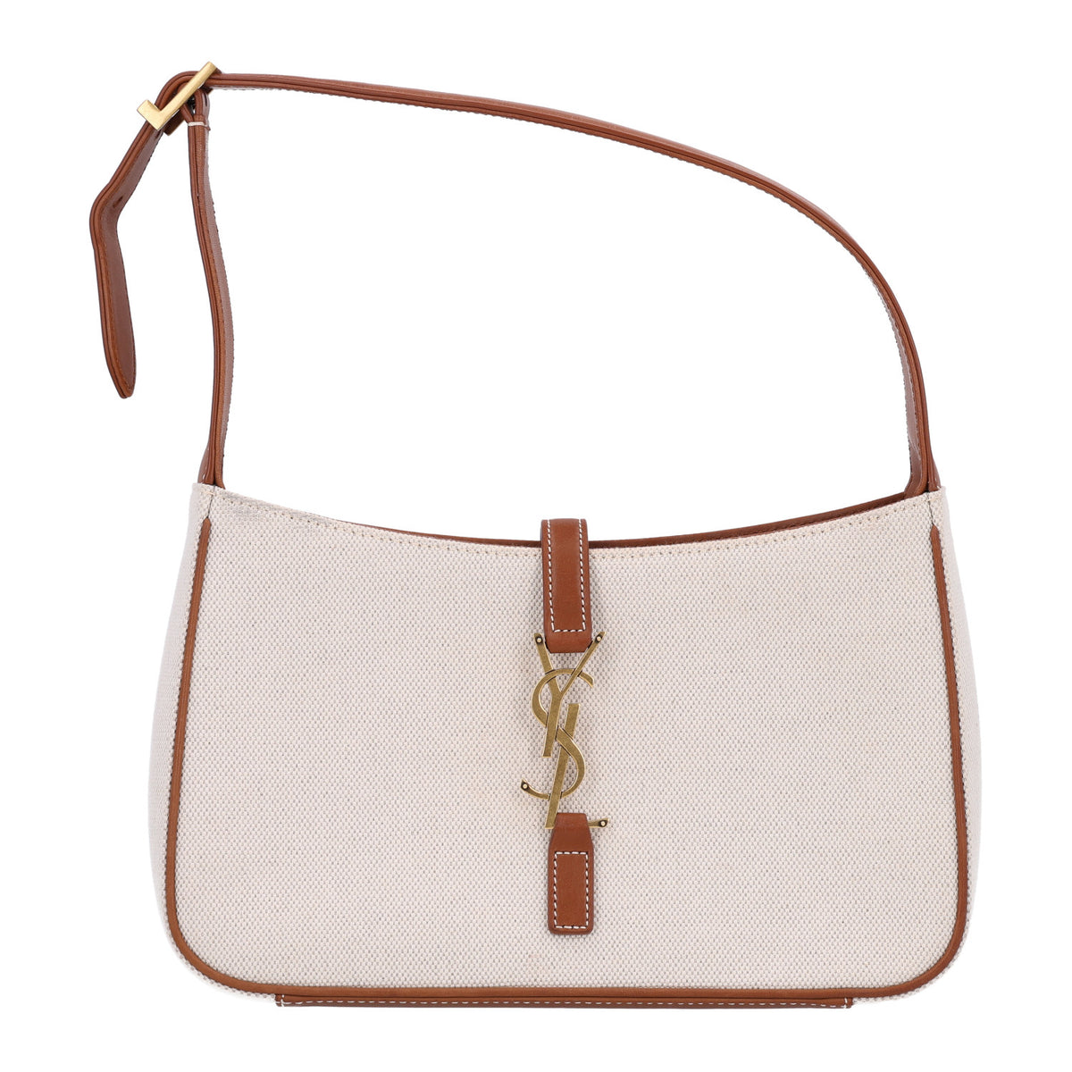 Saint Laurent Smooth Calfskin Canvas Le 5 A 7 Hobo Natural Beige Brick 1 of 10