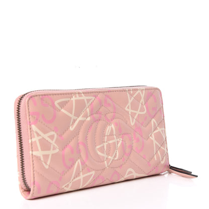 Gucci Calfskin Matelasse GucciGhost GG Marmont Zip Around Wallet Perfect Pink Rosa Ivory 3 of 9