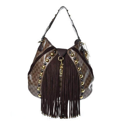 Gucci Crystal Monogram Fringe Babouska Hobo 1 of 11