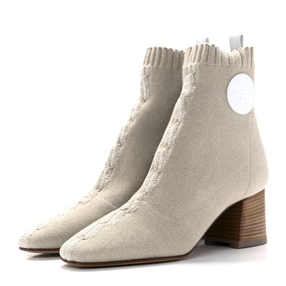Hermes Knit Calfskin Volver 60 Ankle Boots 37.5 Nocciola 3 of 8
