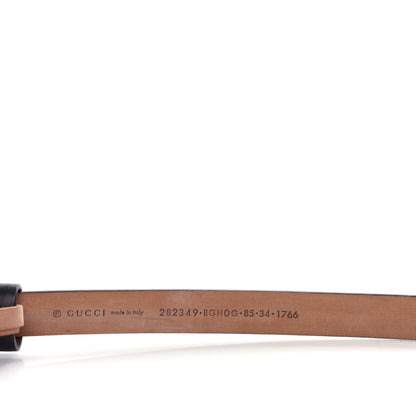 Gucci Calfskin Horsebit Skinny Belt 85 34 Black 5 of 5
