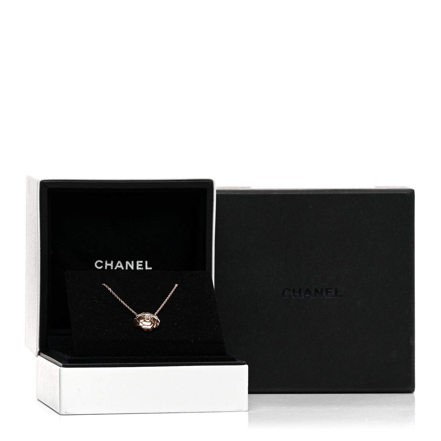 18K Rose Gold Diamond Extrait de Camelia Pendant Necklace