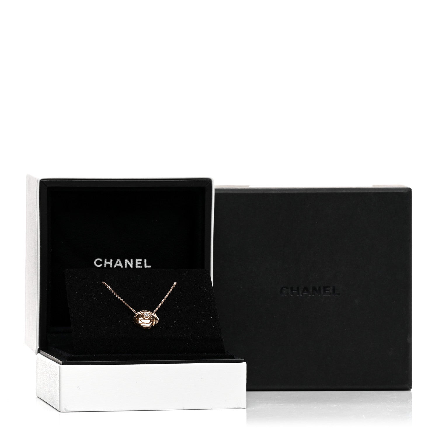 Chanel 18K Rose Gold Diamond Extrait de Camelia Pendant Necklace 6 of 6