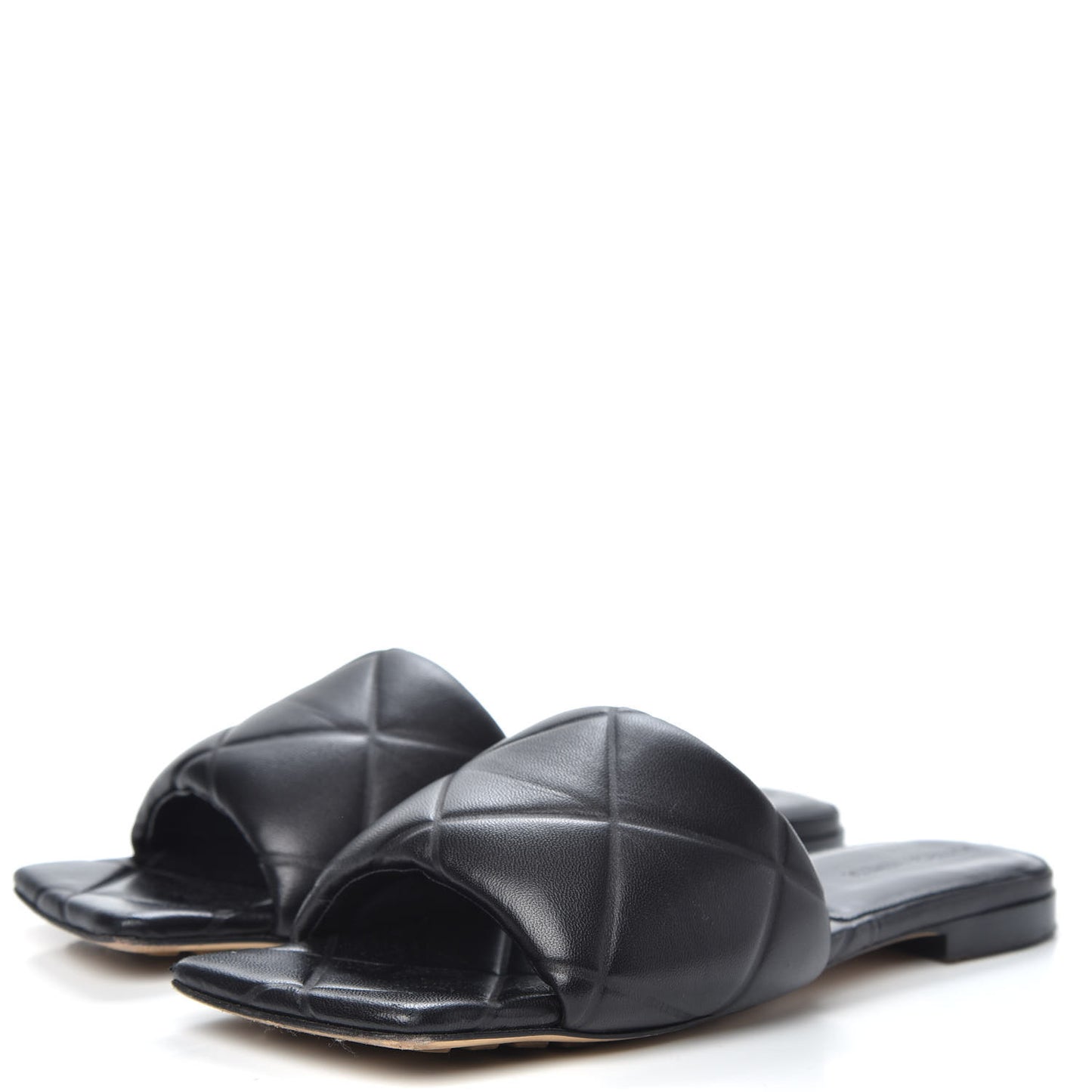 Nappa Quilted Rubber Lido Flat Sandals 38.5 Black