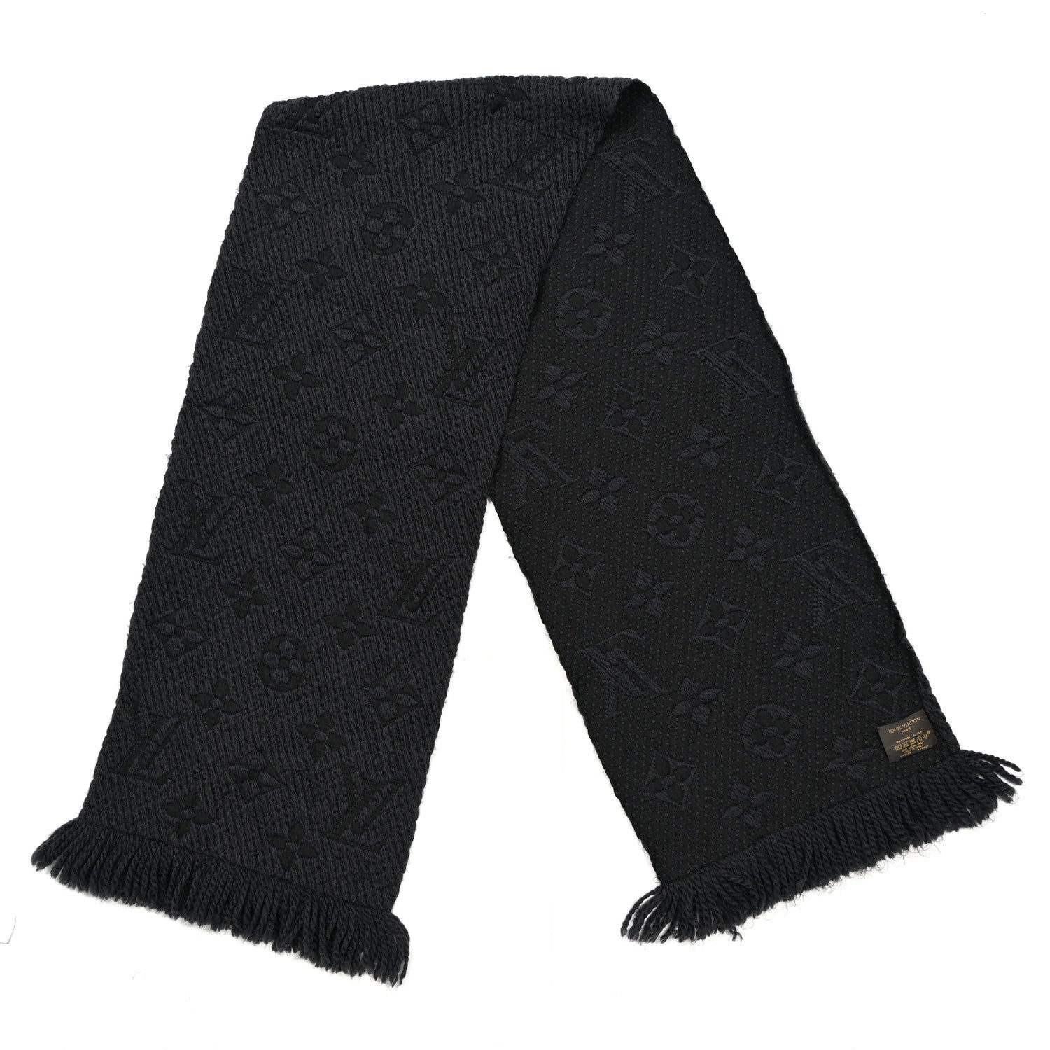Louis Vuitton Wool Silk Logomania Scarf Charcoal 2 of 5