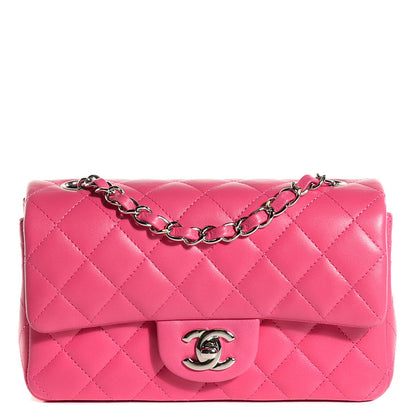 Chanel Lambskin Quilted Mini Rectangular Flap Dark Pink 1 of 9