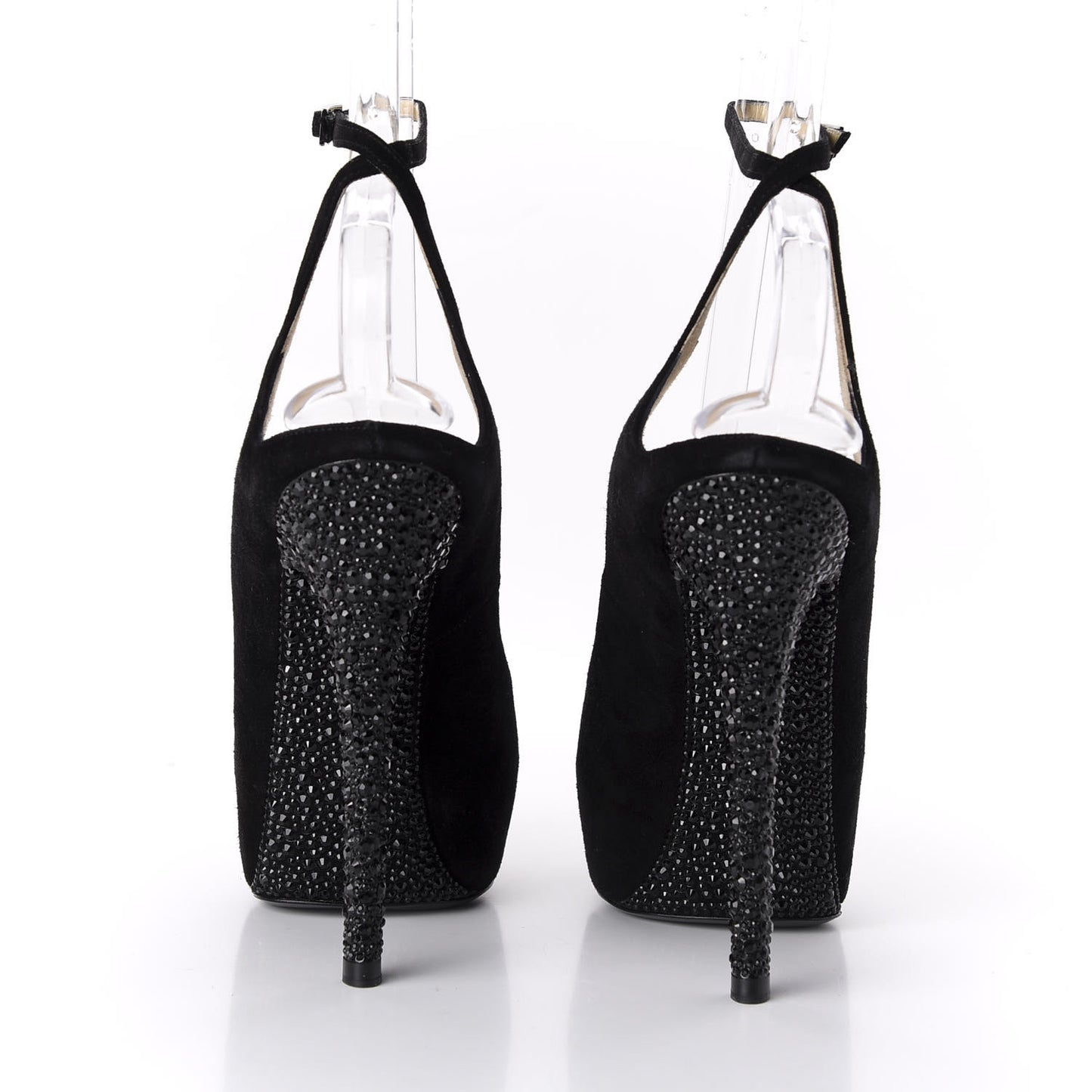 Suede Swarovski Crystal Pumps 36 Black