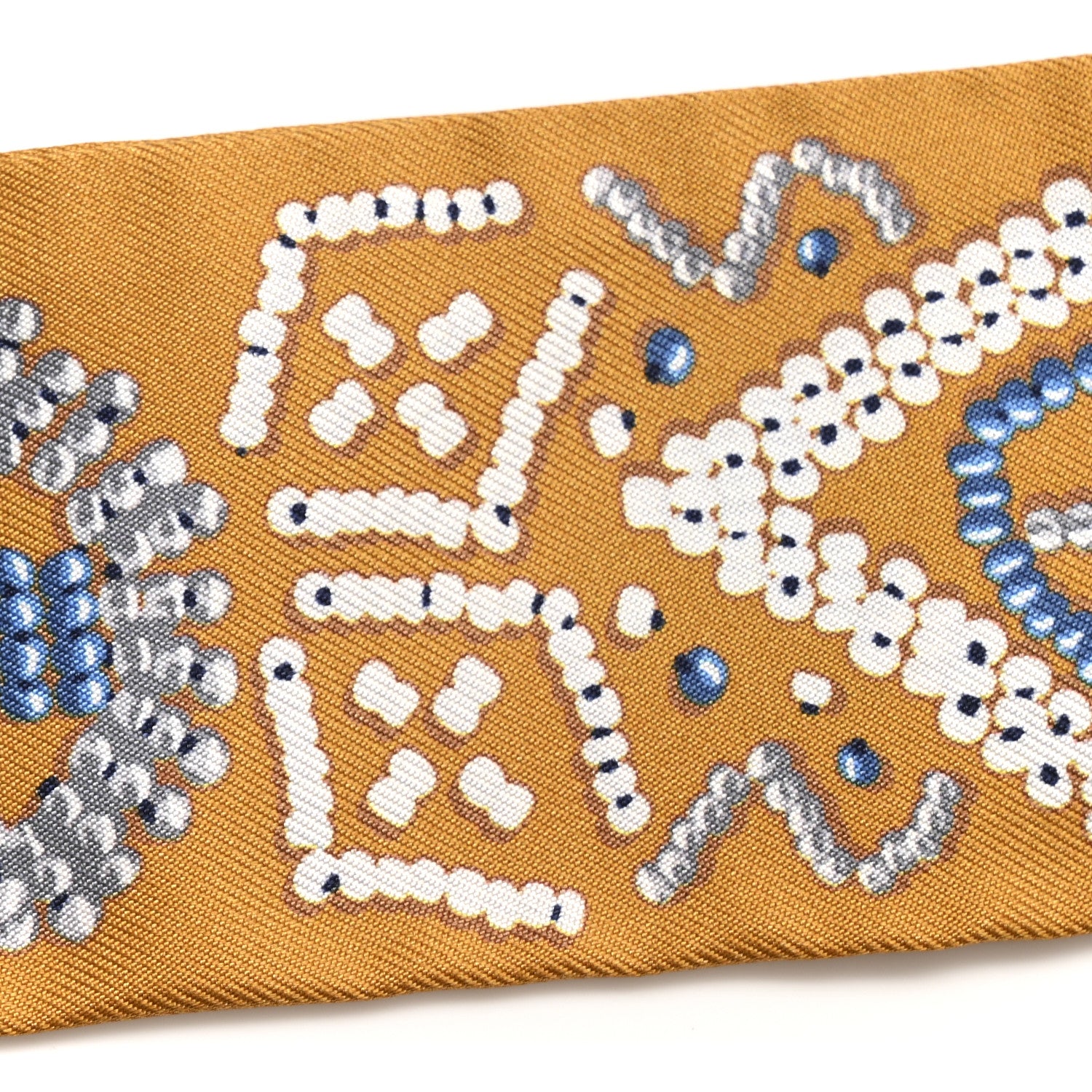 Hermes Silk Kelly En Perles Twilly Miel Bleu Jean Cream 3 of 4
