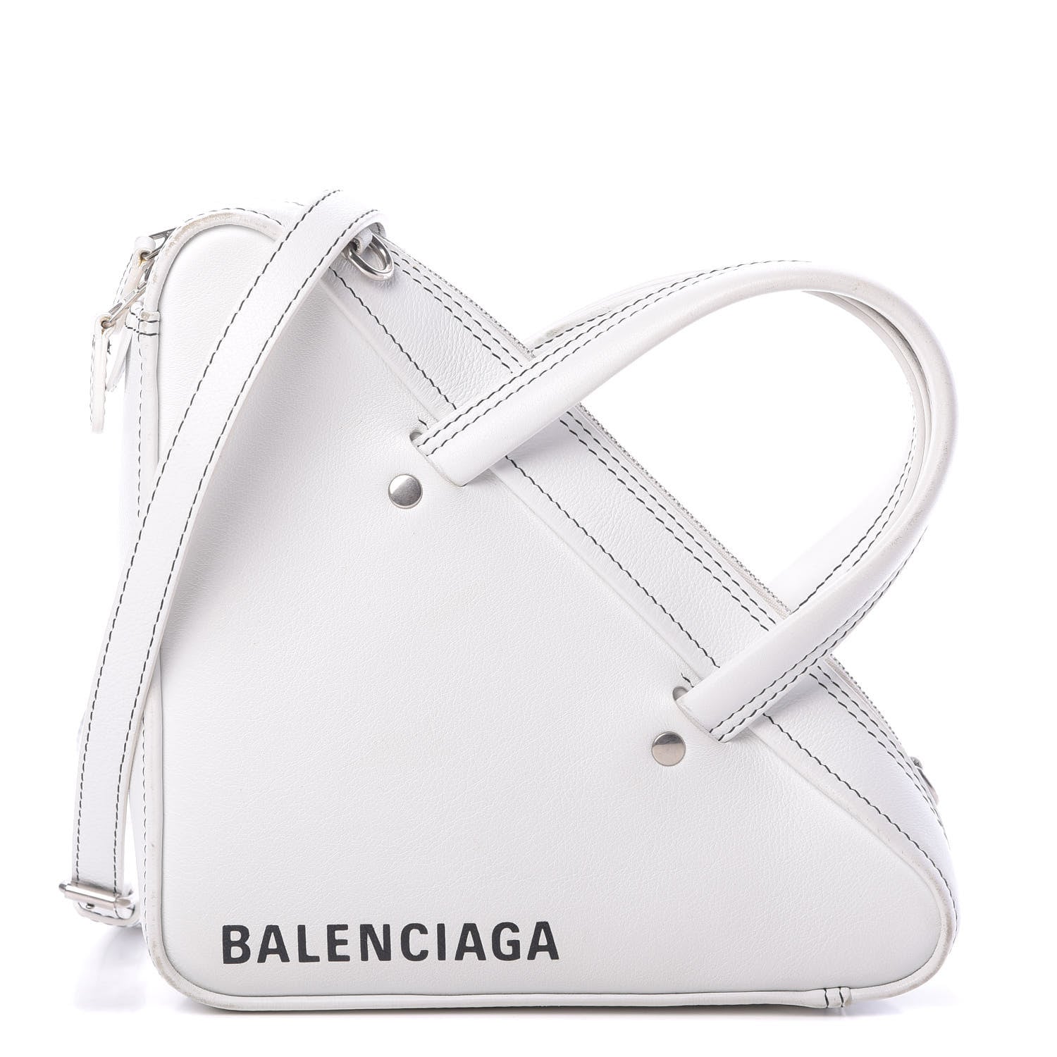 Balenciaga Calfskin XS Triangle Duffle White 1 of 17