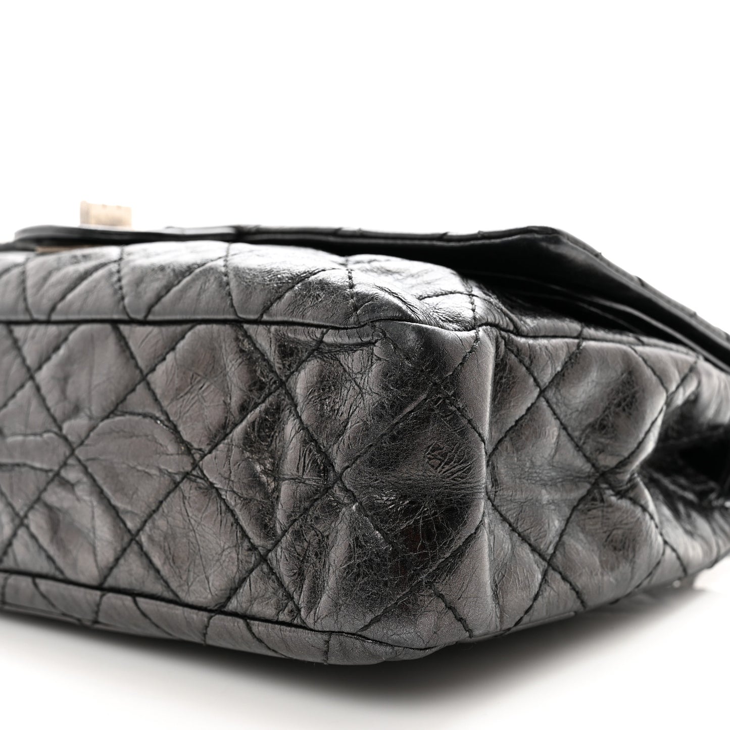 Metallic Aged Calfskin Quilted 2.55 Reissue 227 Flap Black