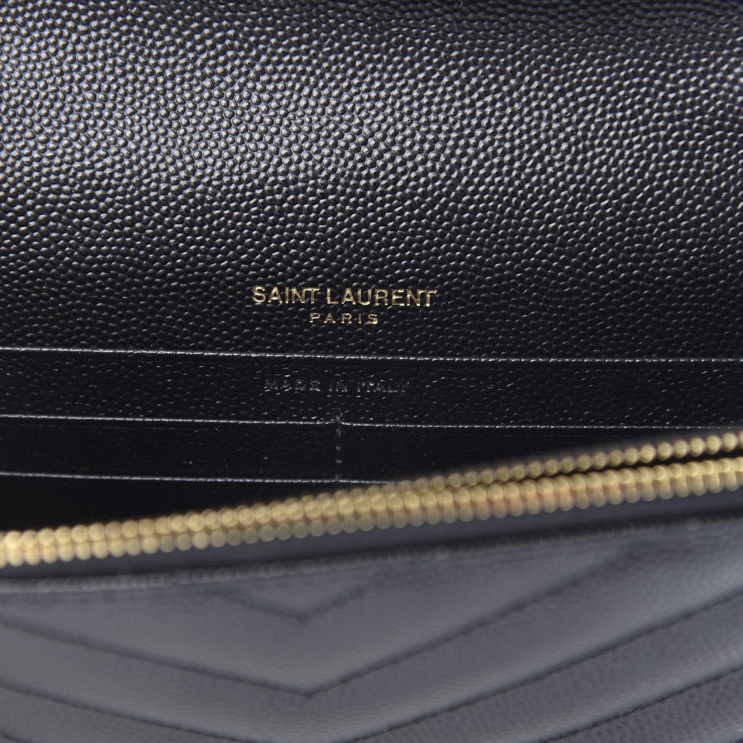 Grain De Poudre Matelasse Chevron Monogram Envelope Chain Wallet Black