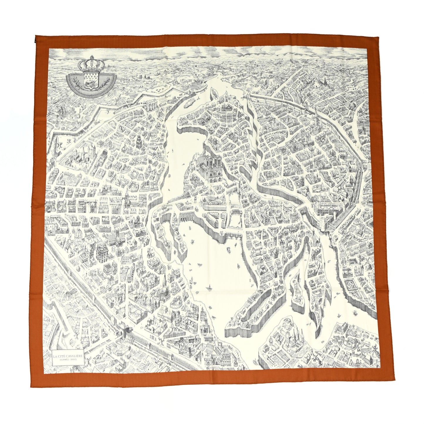 Cashmere Silk La Cite Cavaliere Shawl 140 Caramel White Anthracite