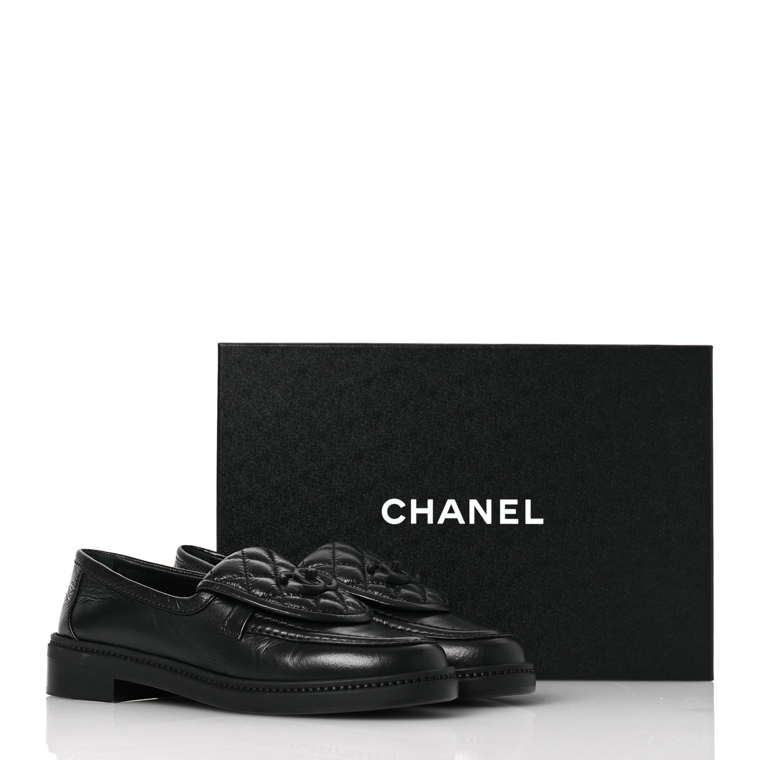 Chanel Crumpled Lambskin Quilted CC Turnlock Loafers 37 Black 11 of 11