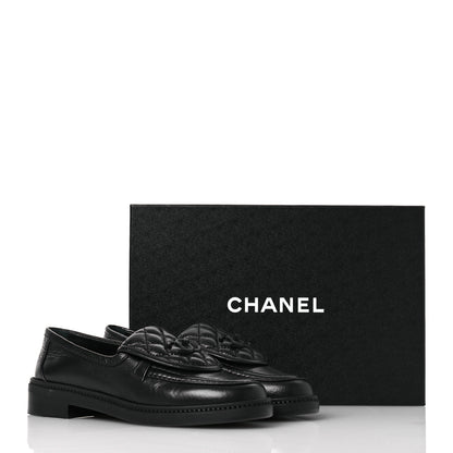 Chanel Crumpled Lambskin Quilted CC Turnlock Loafers 37 Black 11 of 11