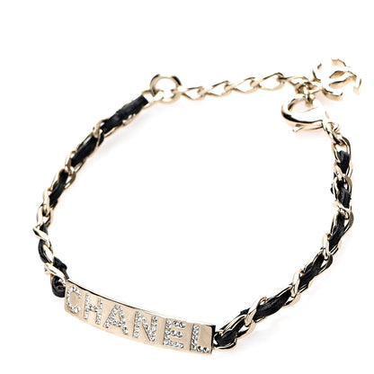 Chanel Metal Lambskin Crystal Sergeant Bracelet Gold 1 of 4