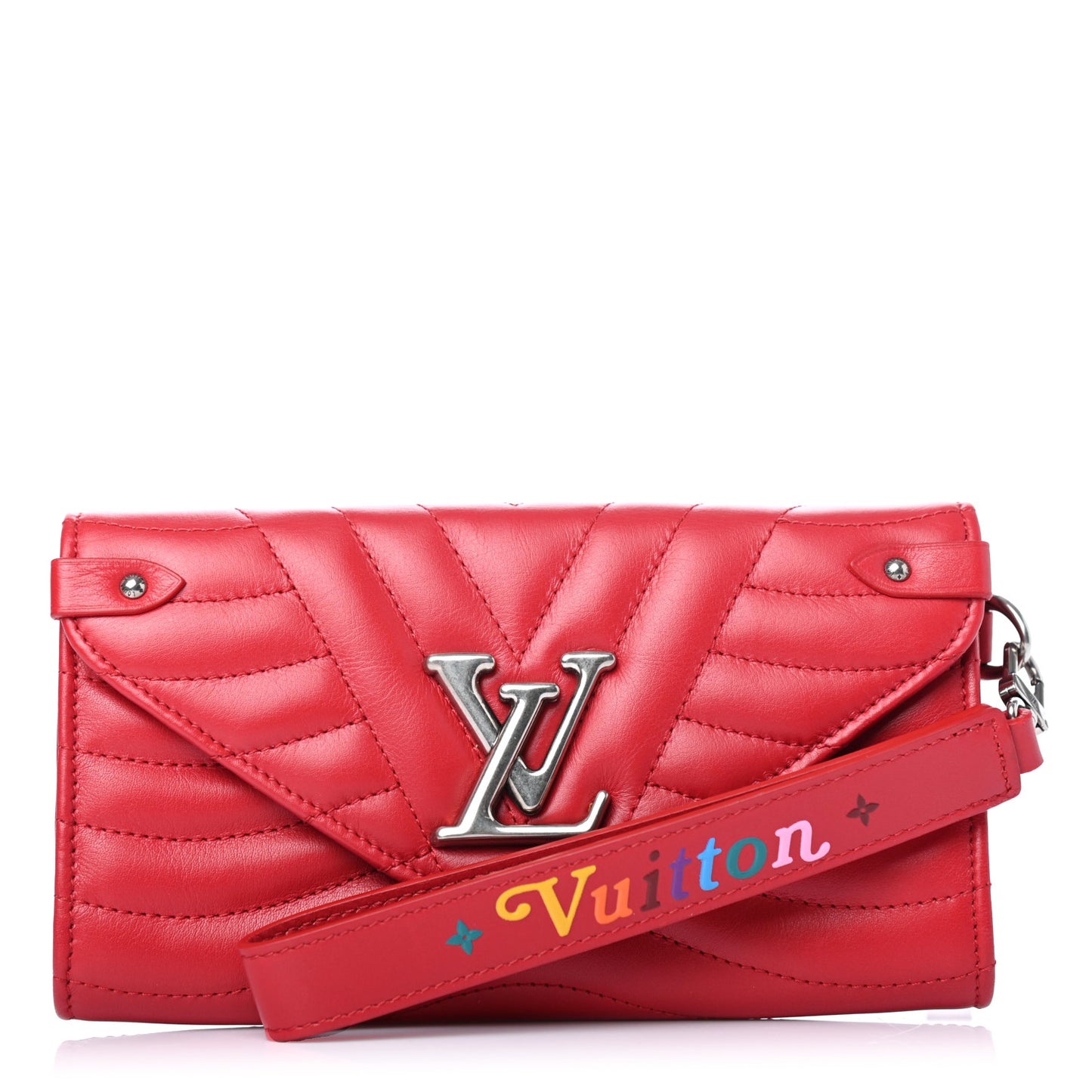 Calfskin New Wave Long Wallet Rouge