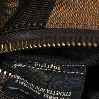 Fendi Vitello Morgan Fabric Jacquard Pequin Medium Peekaboo Iconic Satchel Foresta Tobacco Black 6 of 9