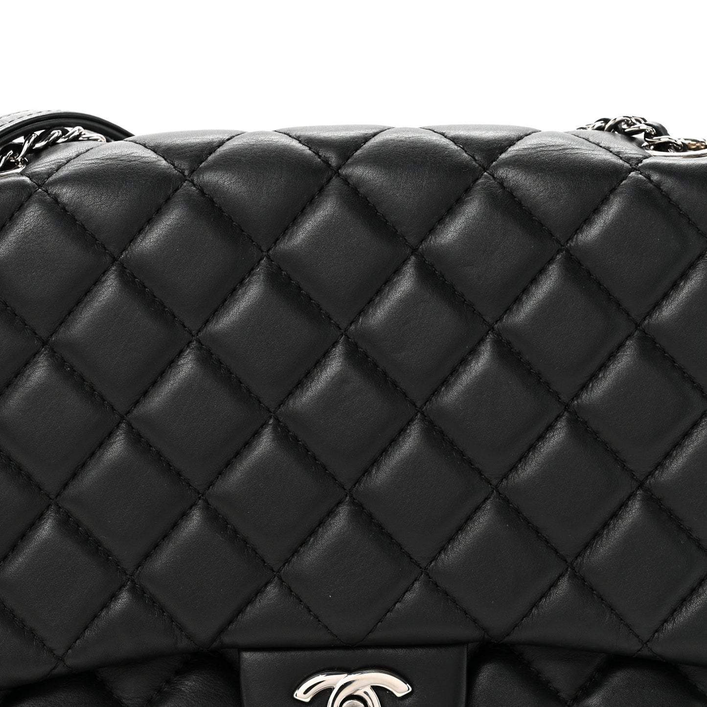 Lambskin Quilted Jumbo Chanel 3 Flap Bag Black
