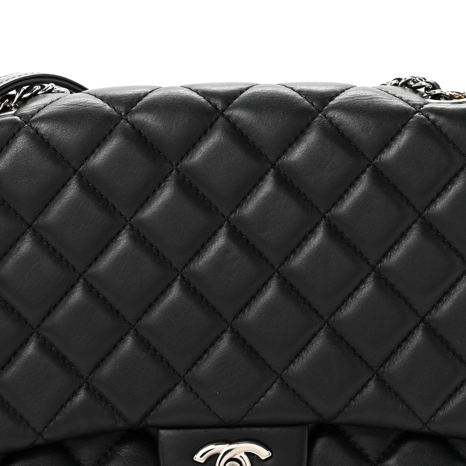 Chanel Lambskin Quilted Jumbo Chanel 3 Flap Bag Black 9 of 11