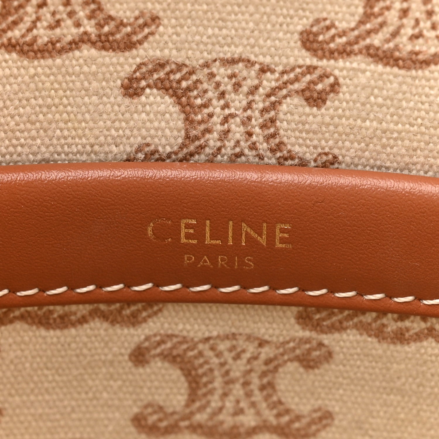 Celine Canvas Calfskin Triomphe Print Small Cabas Thais White 6 of 16