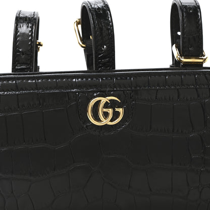 Gucci Crocodile Embossed Arm Bag Black 8 of 10